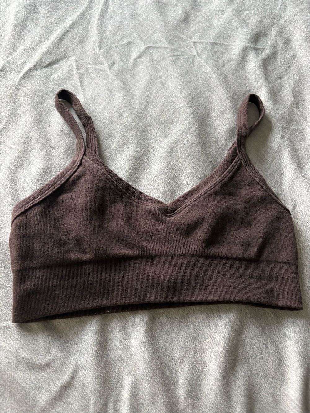 Aritzia Wireless V-Neck Bralette - Dark Brown